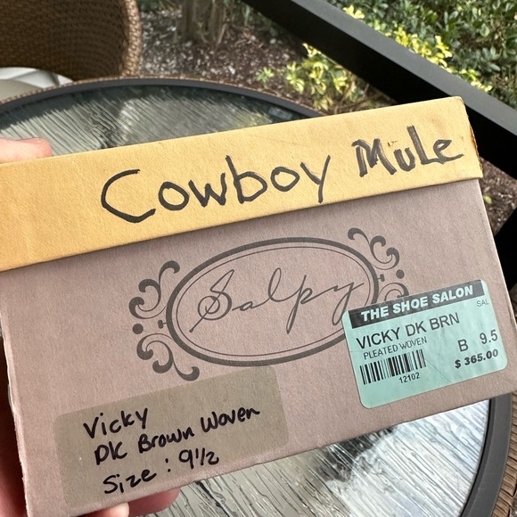 Hand-made woven leather mules: By Salpy. Made in USA Original price $365. - Picture 7 of 10